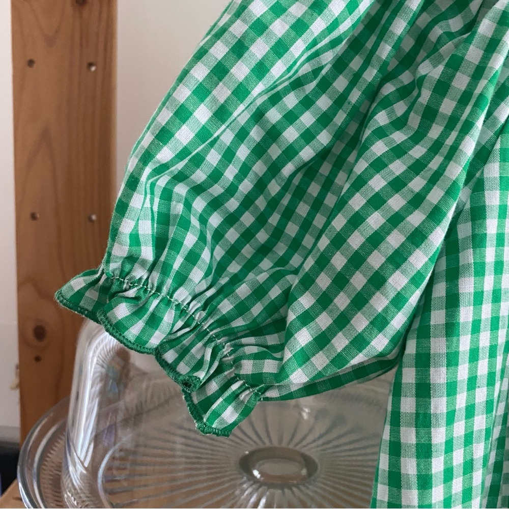St. Patrick’s Day Shamrock Smocked Gingham Plaid Bishop Dress 4t 5t - Picture 8 of 14
